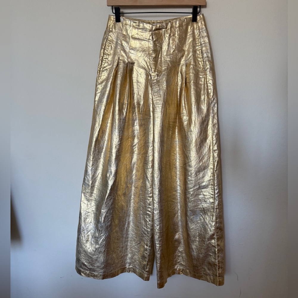 Lanhtrophy Gold Metallic Culottes - Size S